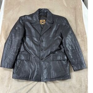 Vintage Phase Two‎ leather 3-button car coat Men size Medium Black Brownish